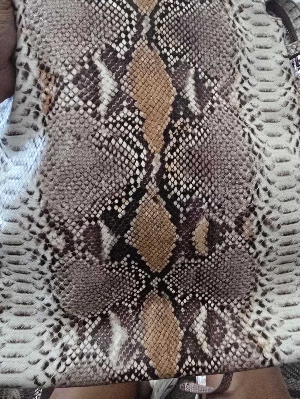 Python-Pattern Convertible Women’s Backpack in Neutral Taupe - Picture 4 of 9